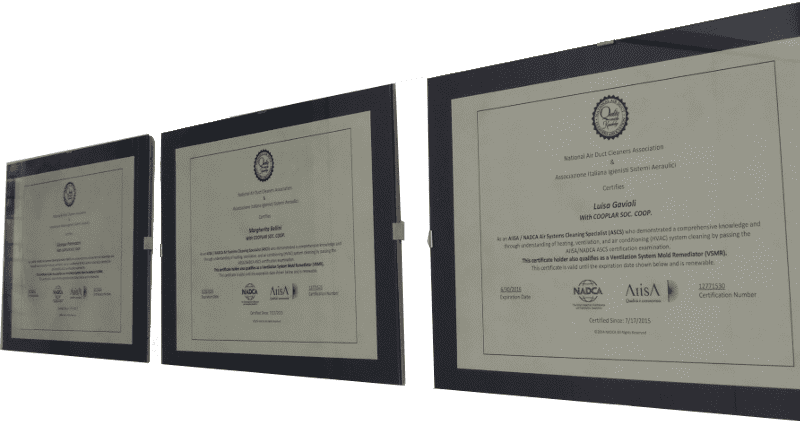 Tecnici certificati ASCS pulizia sistemi aerulici
