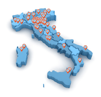 Le regioni dell'Italia in cui abbiamo prestato il nostro servizio di disinfezione aria e acqua